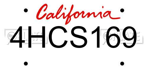 4HCS169 California License Plate