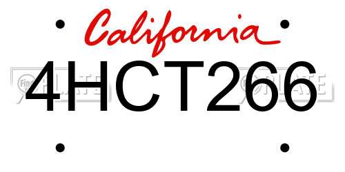 4HCT266 California License Plate