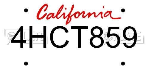 4HCT859 California License Plate