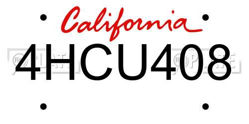 4HCU408 California License Plate