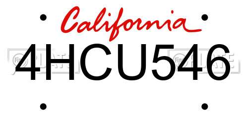 4HCU546 California License Plate