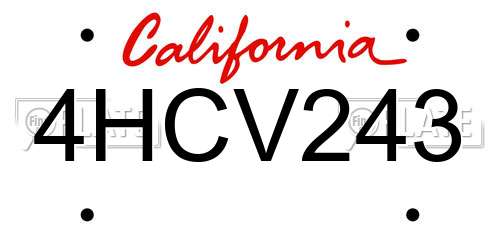4HCV243 California License Plate