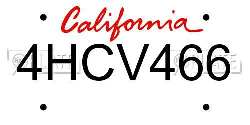 4HCV466 California License Plate
