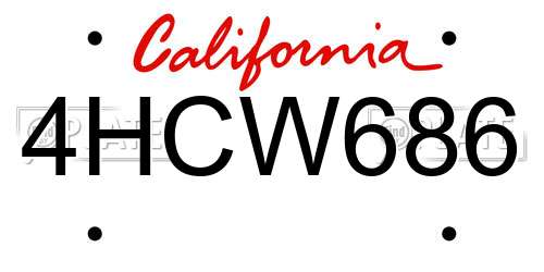 4HCW686 California License Plate