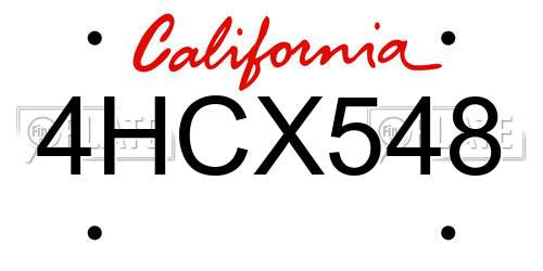4HCX548 California License Plate