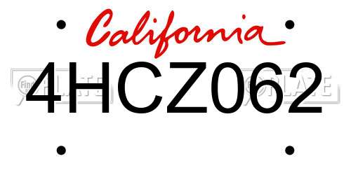 4HCZ062 California License Plate