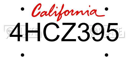 4HCZ395 California License Plate
