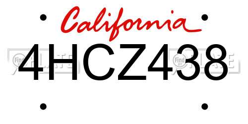 4HCZ438 California License Plate