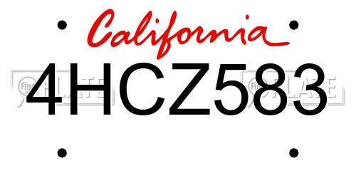 4HCZ583 California License Plate