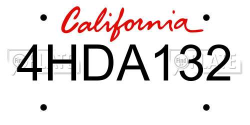 4HDA132 California License Plate