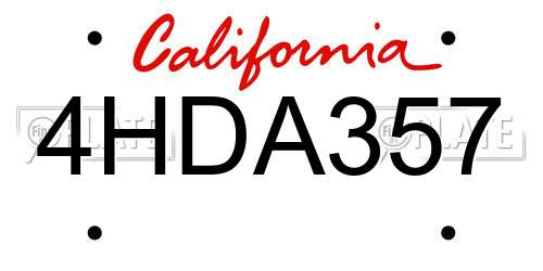 4HDA357 California License Plate