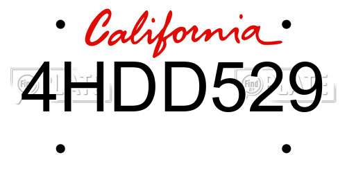 4HDD529 California License Plate