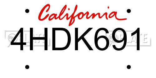 4HDK691 California License Plate