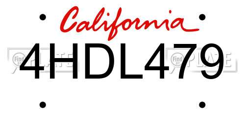 4HDL479 California License Plate