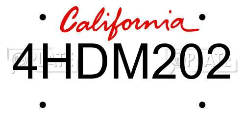 4HDM202 California License Plate