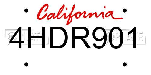4HDR901 California License Plate