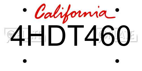 4HDT460 California License Plate