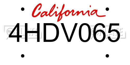 4HDV065 California License Plate