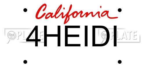 4HEIDI California License Plate