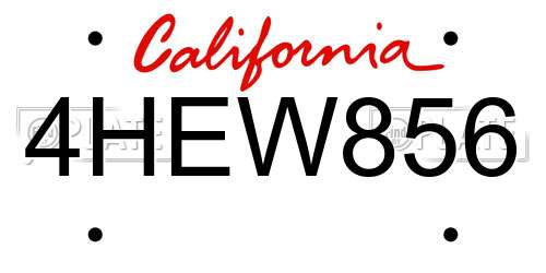 4HEW856 California License Plate