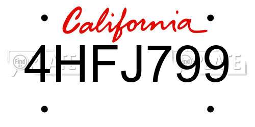 4HFJ799 California License Plate