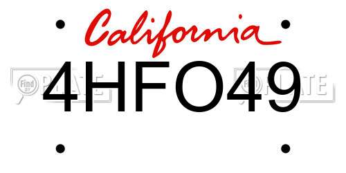 4HFO49 California License Plate