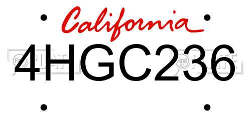 4HGC236 California License Plate