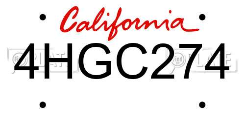 4HGC274 California License Plate