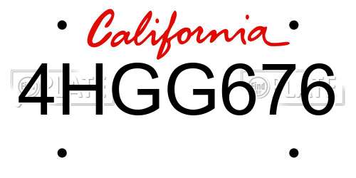 4HGG676 California License Plate