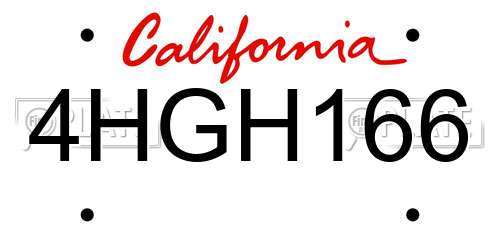 4HGH166 California License Plate