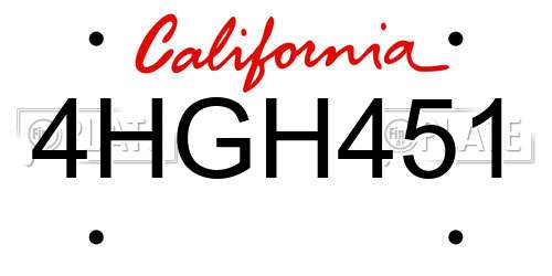 4HGH451 California License Plate
