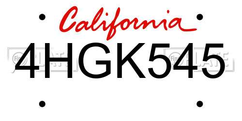 4HGK545 California License Plate