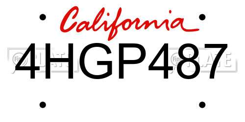 4HGP487 California License Plate