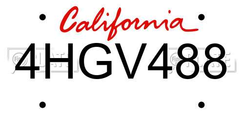 4HGV488 California License Plate
