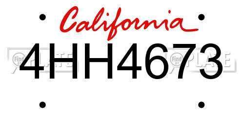 4HH4673 California License Plate