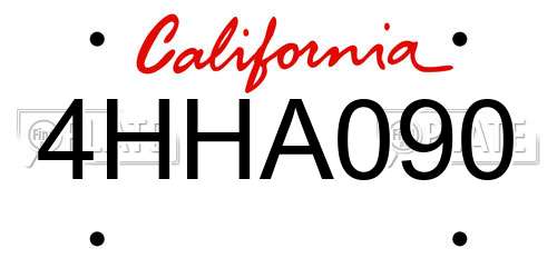 4HHA090 California License Plate