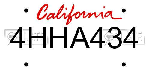 4HHA434 California License Plate