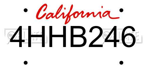 4HHB246 California License Plate