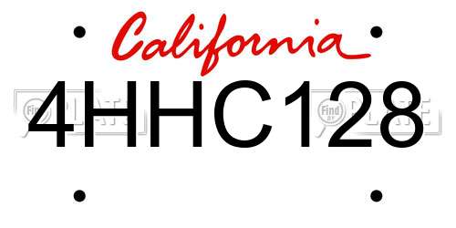 4HHC128 California License Plate