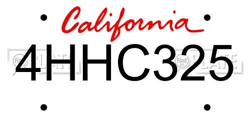 4HHC325 California License Plate