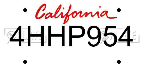 4HHP954 California License Plate