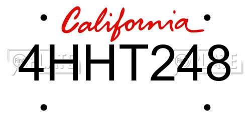 4HHT248 California License Plate