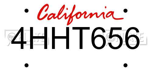 4HHT656 California License Plate