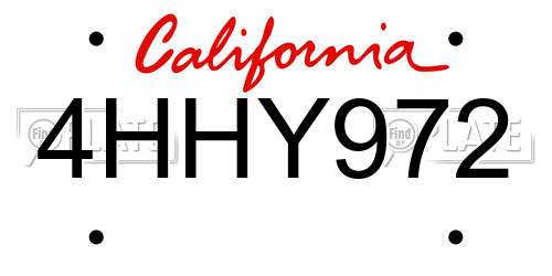 4HHY972 California License Plate