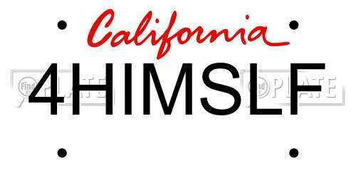 4HIMSLF California License Plate