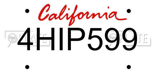 4HIP599 California License Plate