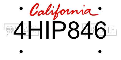 4HIP846 California License Plate