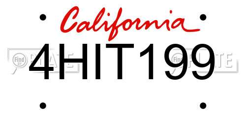 4HIT199 California License Plate
