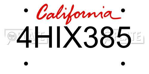 4HIX385 California License Plate