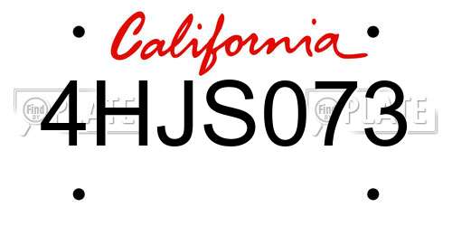 4HJS073 California License Plate